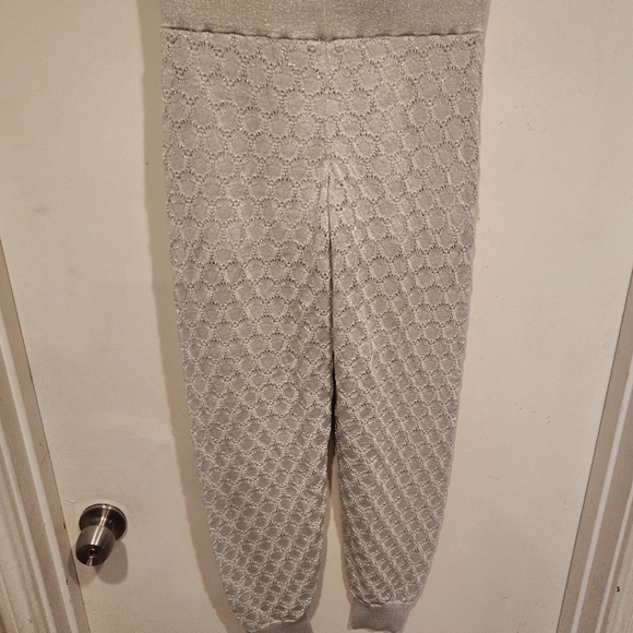 Club Monaco Women's NWT Silver Pointelle Knit Kiona Sweater Jogger Pants XS - Picture 7 of 8
